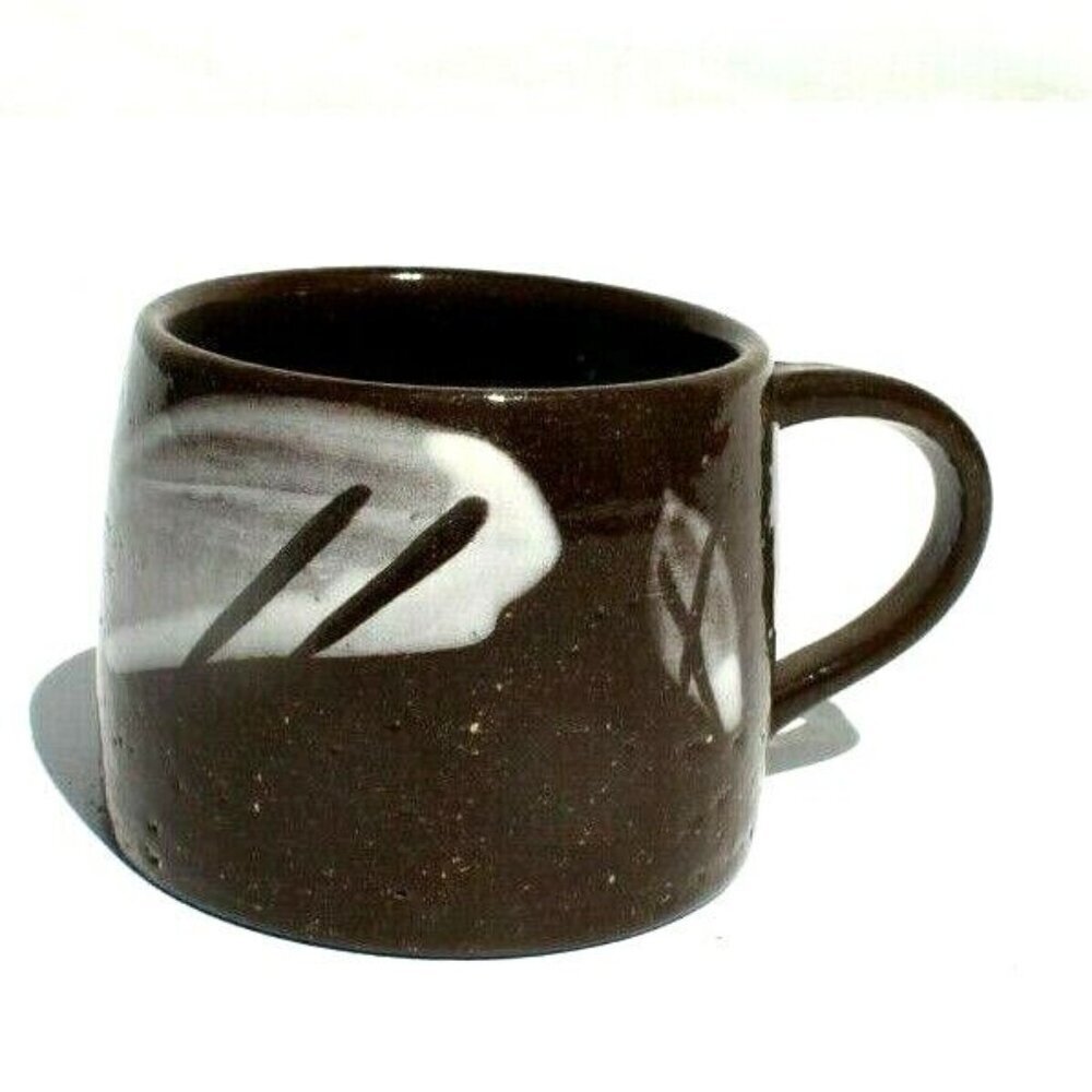 Vtg MCM CALIFORNIA CA Pottery CLAY - Brown Art Retro Hand Made Coffee Mug Cup